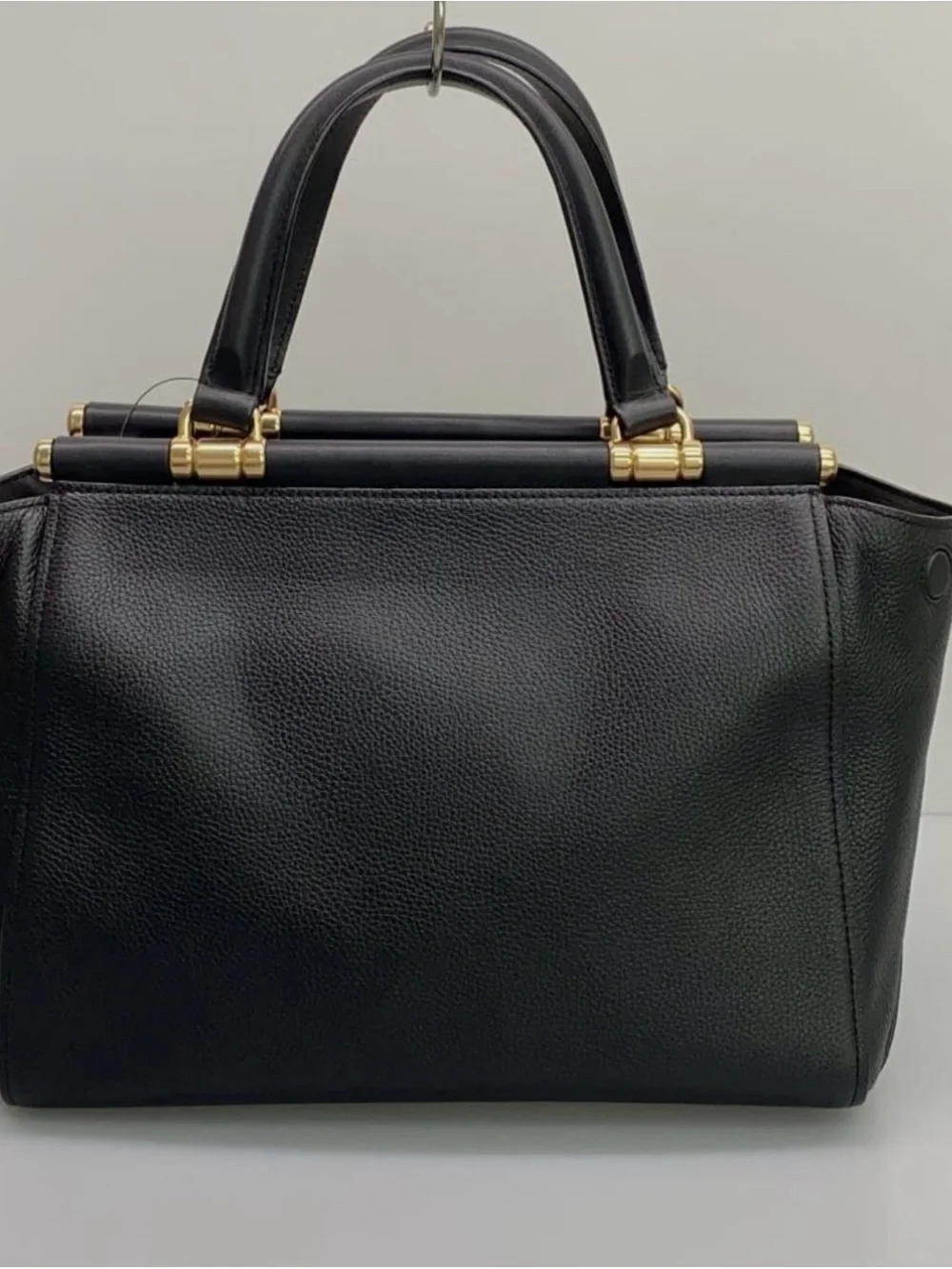 Coach Grace Black pebbled/smooth Leather Satchel with Gold Hardware